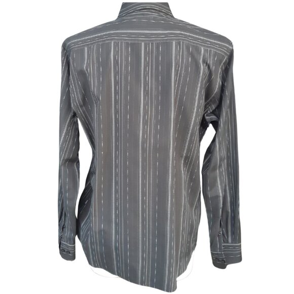 ⚡️BUY 3 for $55⚡️ MEXX SZ M Men's Black & White Striped Button Up Dress Shirt - Picture 4 of 14